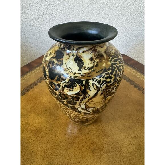 La Vie African Safari Animal Vase Patchwork 6.5” Zebra Lion Tiger - Picture 6 of 6